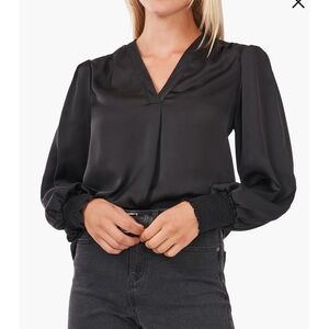 Vince Camuto Elegant Black Satin Blouse